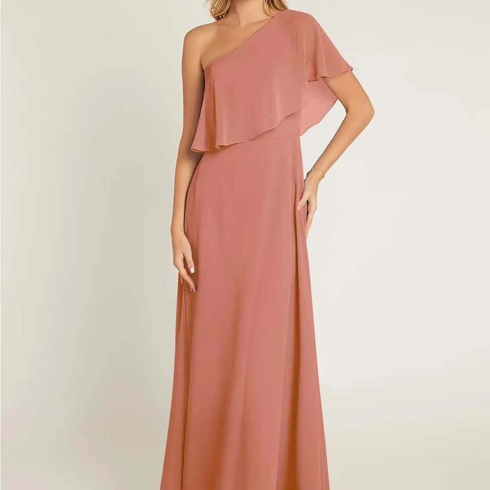 Azazie Lizzy One-Shoulder Dress in Color Mai Tai